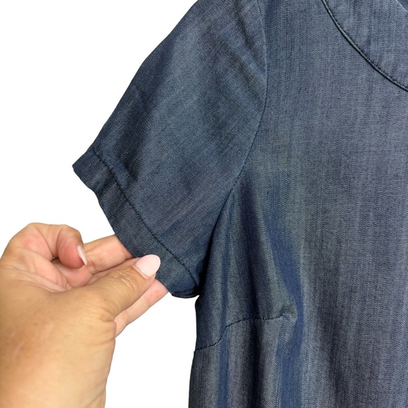 Boden Verity Chambray Denim Shift Dress, Size 4L, Neon Back Exposed Zipper - Picture 4 of 9